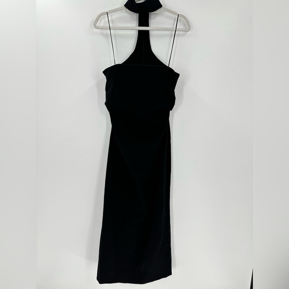Zara Women's Black Draped Choker Midi Dress Size M - Picture 3 of 11